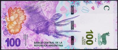 Банкнота Аргентина 100 песо 2018 года. P.NEW - UNC "А"  - Банкнота Аргентина 100 песо 2018 года. P.NEW - UNC "А" 