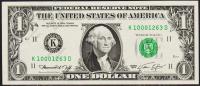 Банкнота США 1 доллар 1974 года. Р.455 UNC "K" K-D
