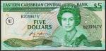 Восточные Карибы 5 долларов 1988г. P.18u - UNC