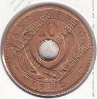 19-62 Восточная Африка 10 центов 1922г. КМ # 19 бронза 11,14гр. 
