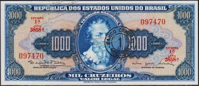 Банкнота Бразилия 1 новый крузейро 1966-67 года. P.187а - UNC  - Банкнота Бразилия 1 новый крузейро 1966-67 года. P.187а - UNC 