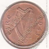 28-129 Ирландия 1/2 пенни 1943г. КМ # 10 бронза 5,67гр. 25,5мм - 28-129 Ирландия 1/2 пенни 1943г. КМ # 10 бронза 5,67гр. 25,5мм