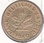 32-73 Германия 10 пфеннигов 1949г. КМ # 103 F сталь покрытая латунью 4,0гр. 21,5мм