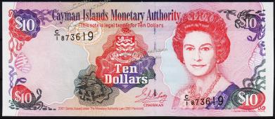 Каймановы острова 10 долларов 2001г. P.28 UNC - Каймановы острова 10 долларов 2001г. P.28 UNC