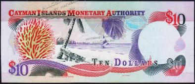Каймановы острова 10 долларов 2001г. P.28 UNC - Каймановы острова 10 долларов 2001г. P.28 UNC