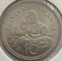 #H5-68 Фолклендские острова 10 центов 1998г. Медь Никель. UNC.