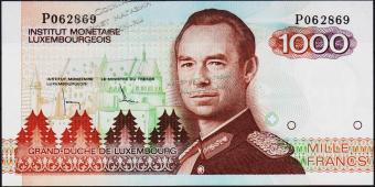 Банкнота Люксембург 1000 франков 1985 года. P.59 UNC - Банкнота Люксембург 1000 франков 1985 года. P.59 UNC