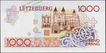 Банкнота Люксембург 1000 франков 1985 года. P.59 UNC - Банкнота Люксембург 1000 франков 1985 года. P.59 UNC