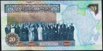 Банкнота Ливия 20 динар 2002 года. P.67в - UNC - Банкнота Ливия 20 динар 2002 года. P.67в - UNC