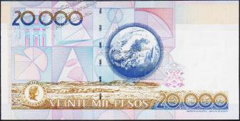 Банкнота Колумбия 20000 песо 01.05.2000 года. P.448e - UNC - Банкнота Колумбия 20000 песо 01.05.2000 года. P.448e - UNC