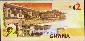 Банкнота Гана 2 седи 2017 года. P.37A.е - UNC - Банкнота Гана 2 седи 2017 года. P.37A.е - UNC