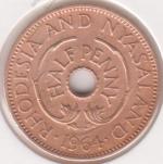 23-149 Родезия и Ньясаленд 1/2 пенни 1964г. бронза