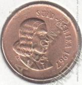 21-113 Южная Африка 1 цент 1967г. КМ # 65.2 бронза 3,0гр. 19мм - 21-113 Южная Африка 1 цент 1967г. КМ # 65.2 бронза 3,0гр. 19мм