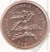 9-66 Руанда 5 франков 1987г. КМ # 13 UNC бронза 5,0гр. 26мм