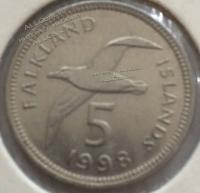 #H5-9 Фолклендские острова 5 центов 1998г. Медь Никель. UNC.