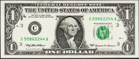 Банкнота США 1 доллар 1999 года. Р.504 UNC "C" C-A