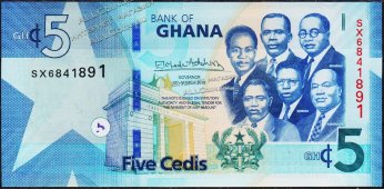 Банкнота Гана 5 седи 2019 года. P.NEW - UNC - Банкнота Гана 5 седи 2019 года. P.NEW - UNC