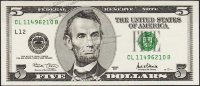 Банкнота США 5 долларов 2001 года. Р.510 UNC  "CL-B"