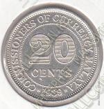4-65 Малайя 20 центов 1939 г. KM# 5 Серебро 5,43 гр.  