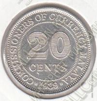 4-65 Малайя 20 центов 1939 г. KM# 5 Серебро 5,43 гр.  