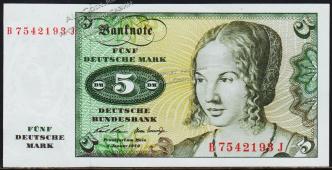 ФРГ (Германия) 5 марок 1970г. P.30a - UNC - ФРГ (Германия) 5 марок 1970г. P.30a - UNC