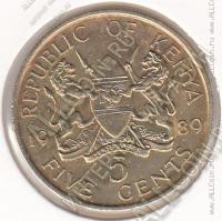8-83 Кения 5 центов 1989г. КМ # 17 никель-латунь 5,6гр. 25,5мм