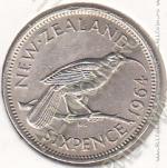 22-70 Новая Зеландия 6 пенсов 1964г. КМ # 26,2 медно-никелевая 2,83гр. 19,3мм