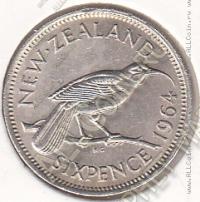 22-70 Новая Зеландия 6 пенсов 1964г. КМ # 26,2 медно-никелевая 2,83гр. 19,3мм