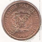 25-117 Доминикана 1 сентаво 1969г. KM# 32 UNC бронза