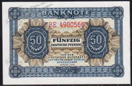  Банкнота ГДР (Германия) 50 пфенингов 1948 года. P.8в - UNC  -  Банкнота ГДР (Германия) 50 пфенингов 1948 года. P.8в - UNC 