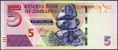 Зимбабве 5 долларов 2016г. P.NEW - UNC - Зимбабве 5 долларов 2016г. P.NEW - UNC