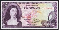 Банкнота Колумбия 2 песо 1977 года. P.413в(2) - UNC