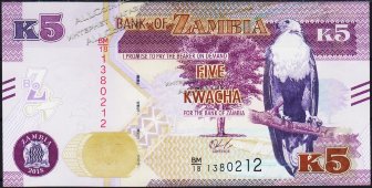 Банкнота Замбия 5 квача 2018 года. P.NEW - UNC - Банкнота Замбия 5 квача 2018 года. P.NEW - UNC