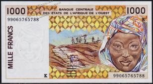 Сенегал 1000 франков 1999г. P.711Ki - UNC - Сенегал 1000 франков 1999г. P.711Ki - UNC