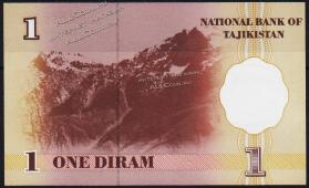 Банкнота Таджикистан 1 дирам 1999 (2000 года.) P.10 UNC "АА" - Банкнота Таджикистан 1 дирам 1999 (2000 года.) P.10 UNC "АА"