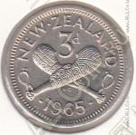 22-71 Новая Зеландия 3 пенса 1965г. КМ # 25.2 UNC медно-никелевая 1,41гр. 16,3мм