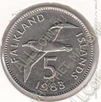 24-70 Фолклендские Острова 5 пенсов 1983г. КМ # 4.1 медно-никелевая 5,65гр. 23,6мм