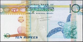 Банкнота Сейшельские острова 10 рупий 2010 года. Р.36в - UNC - Банкнота Сейшельские острова 10 рупий 2010 года. Р.36в - UNC