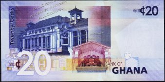 Банкнота Гана 20 седи 2017 года. P.40g - UNC - Банкнота Гана 20 седи 2017 года. P.40g - UNC