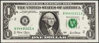 США 1 доллар 2001г. Р.509 UNC  "B" B-A