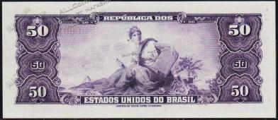 Банкнота Бразилия 50 крузейро 1961 года. P.169 UNC - Банкнота Бразилия 50 крузейро 1961 года. P.169 UNC