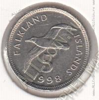 27-21 Фолклендские Острова 5 пенсов 1998г. КМ # 4.2 медно-никелевая 5,25гр. 18мм