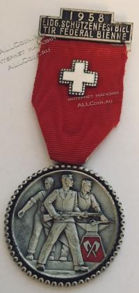 #421 Швейцария спорт Медаль Знаки. 1958 год.