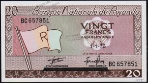 Руанда 20 франков 1976г. P.6е - UNC - Руанда 20 франков 1976г. P.6е - UNC