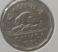 Н2-117 Канада 5 центов 1950г. Медно Никиль. - Н2-117 Канада 5 центов 1950г. Медно Никиль.
