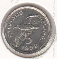 24-71 Фолклендские Острова 5 пенсов 1998г. КМ # 4.2 медно-никелевая 5,25гр. 18мм