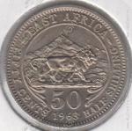 15-111 Восточная Африка 50 центов 1963г. KM# 36 UNC медно-никелевая 4,0гр 21,0мм