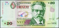 Банкнота Уругвай 20 песо 2015 года. P.NEW - UNC