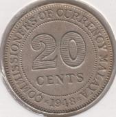 24-8 Малайя 20 центов 1948г.  - 24-8 Малайя 20 центов 1948г. 