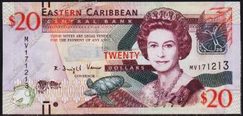 Восточные Карибы 20 долларов 2012г. Р.53 UNC - Восточные Карибы 20 долларов 2012г. Р.53 UNC
